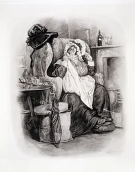 Pani Gamp, z książki „Charles Dickens: A Gossip about his Life”, autorstwa Thomasa Archera, opublikowanej ok. 1894 r.